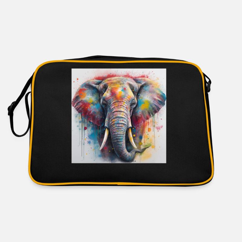 Modern & Colourful Elephant Wall Art by Bodhi - Retro Bag - black/gold