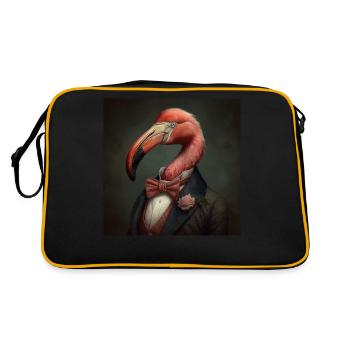 Flamingo in a Suit - Victorian 1800s Style - Retro Bag - black/gold - Back