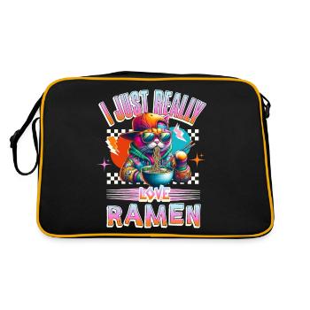 I Just Really Love Ramen - Retro Tasche - Schwarz/Gold - Hinten
