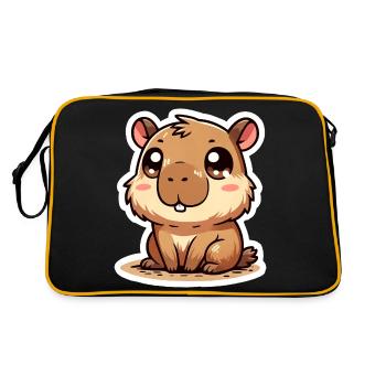 Capybara - Retro Tasche - Schwarz/Gold - Hinten