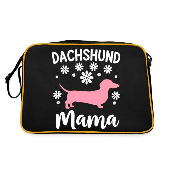 Dackel Hund - Retro Tasche - Schwarz/Gold - Hinten