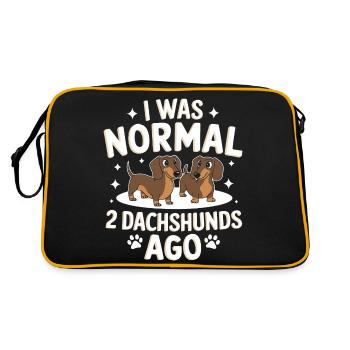 Dackel Hund - Retro Tasche - Schwarz/Gold - Hinten