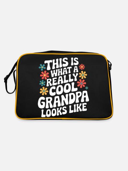 Papy Grand-père Famille Fête des pères - Sac Retro - noir/or - Dos