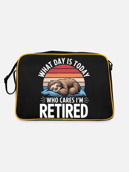 Rentner Ruhestand Rente Pensionierung - Retro Tasche - Schwarz/Gold - Hinten