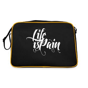 Life is Pain - Retro Tasche - Schwarz/Gold - Hinten