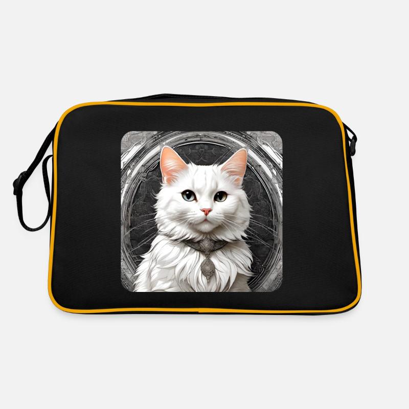 Cute white cat Retro Bag