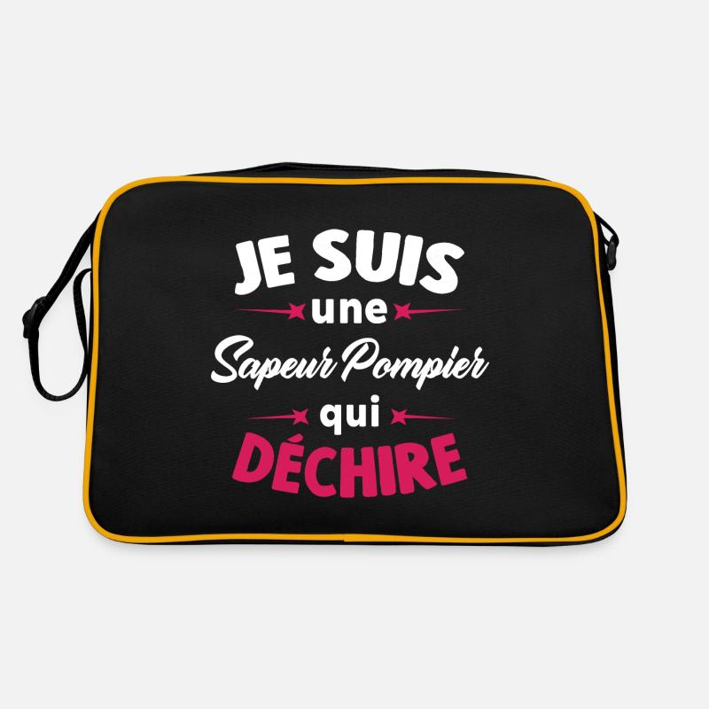 Je Suis Une Sapeur Pompier Qui Déchire - Sac Retro - noir/or