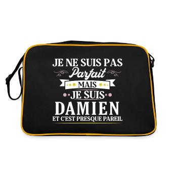 Idée Cadeau Personnalisé Prénom Damien Humour - Sac Retro - noir/or - Dos
