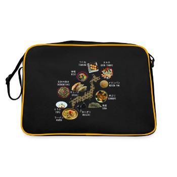 Map of JAPAN surrounded by Japanese dishes - Retro Bag - black/gold - Back