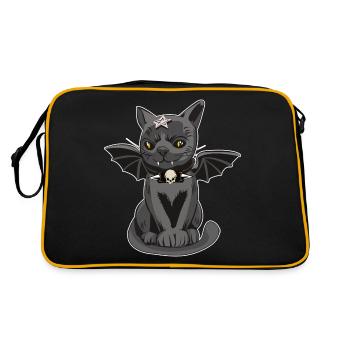 Chat avec des ailes, Halloween, Hallomeow - Sac Retro - noir/or - Dos