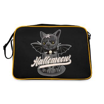 Chat Avec Des Ailes, Halloween, Hallomeow - Sac Retro - noir/or - Dos
