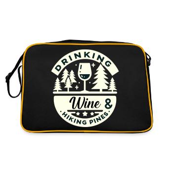Weintrinken und Kiefernwandern - Retro Tasche - Schwarz/Gold - Hinten