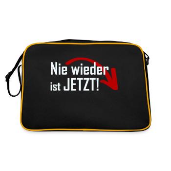 Nie wieder ist JETZT! - Retro Tasche - Schwarz/Gold - Hinten