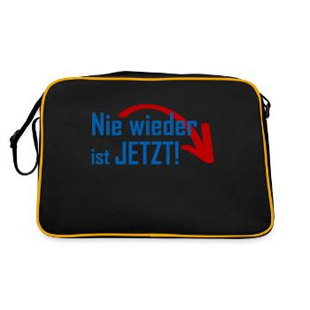 Nie wieder ist jetzt! - Retro Tasche - Schwarz/Gold - Hinten