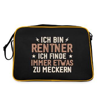 Rentner immer etwas zu meckern lustig - Retro Tasche - Schwarz/Gold - Hinten