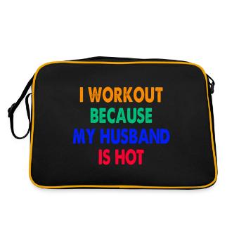 Je m’entraîne parce que mon mari a chaud - Sac Retro - noir/or - Dos