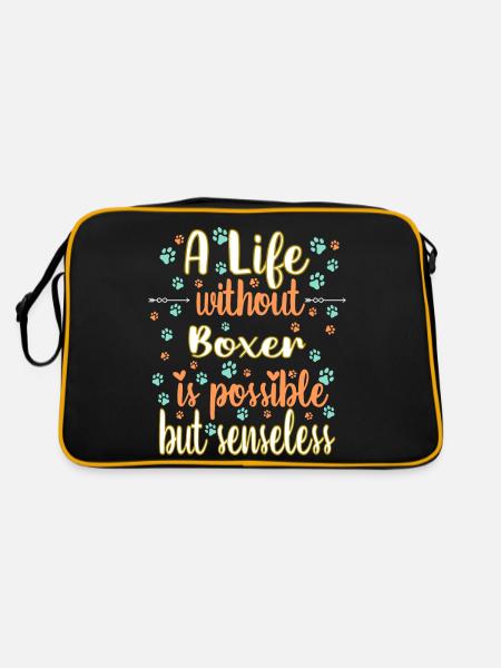 Leben Liebe Hunderasse Boxer Hund - Retro Tasche - Schwarz/Gold - Hinten
