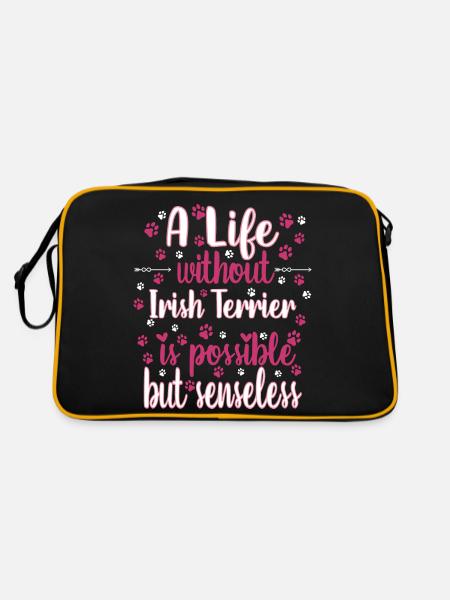 Leben Liebe Hunderasse Irish Terrier Hund - Retro Tasche - Schwarz/Gold - Hinten