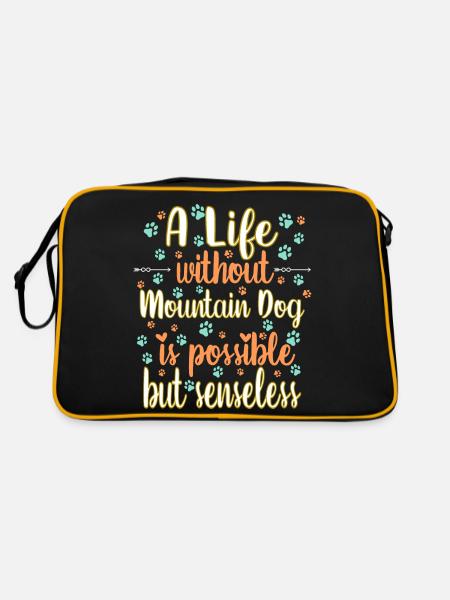 Hund Leben Liebe Hunderasse Sennenhund - Retro Tasche - Schwarz/Gold - Hinten