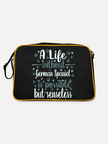 Hund Leben Liebe Hunderasse Spaniel - Retro Tasche - Schwarz/Gold - Hinten