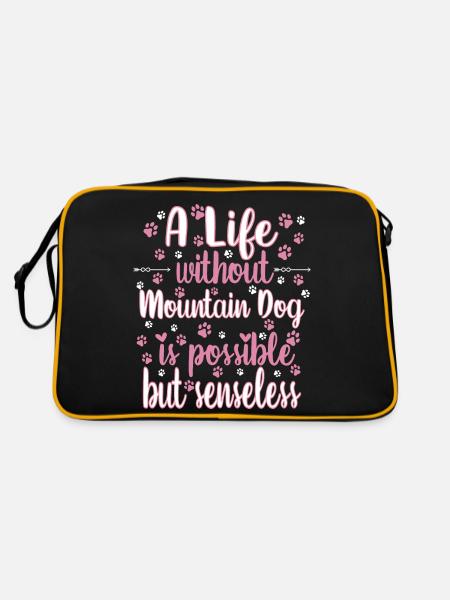 Hund Leben Liebe Hunderasse Sennenhund - Retro Tasche - Schwarz/Gold - Hinten