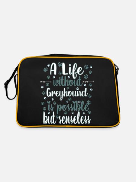 Hund Leben Liebe Hunderasse Greyhound - Retro Tasche - Schwarz/Gold - Hinten