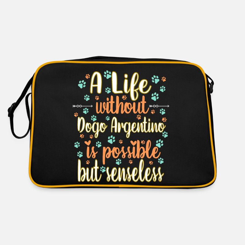 Hund Leben Liebe Hunderasse Dogo Argentino - Retro Tasche - Schwarz/Gold