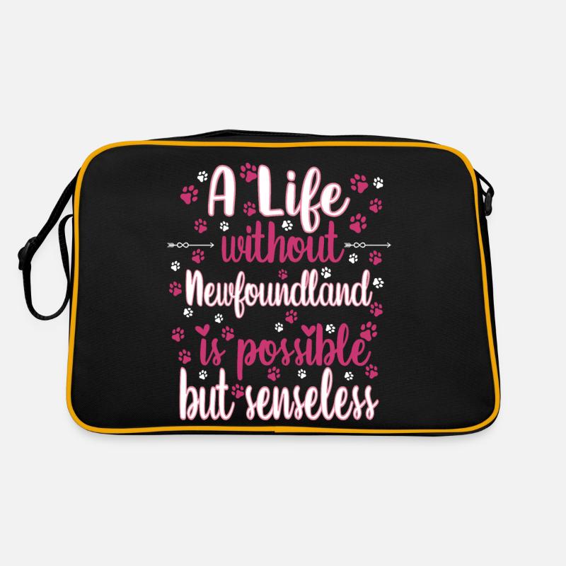 Hund Leben Liebe Hunderasse Neufundländer Retro Tasche