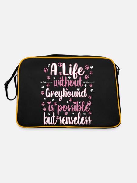 Hund Leben Liebe Hunderasse Greyhound - Retro Tasche - Schwarz/Gold - Hinten