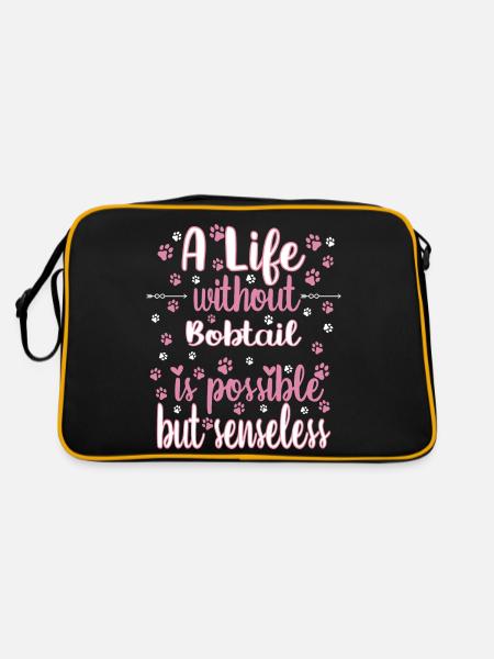 Hund Leben Liebe Hunderasse Bobtail - Retro Tasche - Schwarz/Gold - Hinten