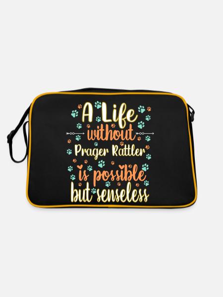 Hund Leben Liebe Hunderasse Prager Rattler - Retro Tasche - Schwarz/Gold - Hinten