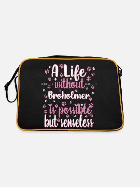 Hund Leben Liebe Hunderasse Broholmer - Retro Tasche - Schwarz/Gold - Hinten