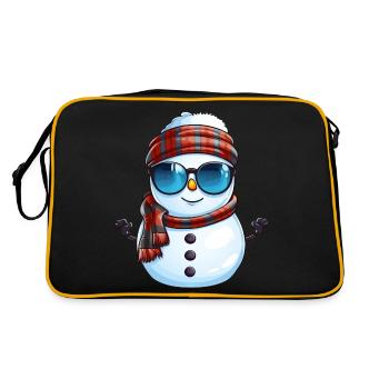 Cooler Schneemann mit Sonnenbrille Winter Design - Retro Tasche - Schwarz/Gold - Hinten