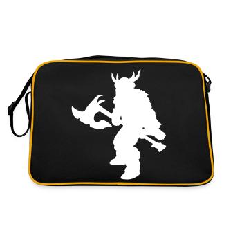 Fantasy Rollenspiel - Barbaren Silhouetten Design - Retro Tasche - Schwarz/Gold - Hinten