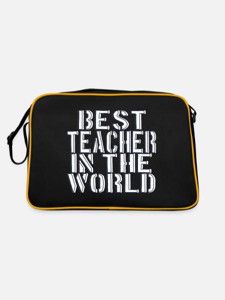 Bester Lehrer der Welt - Retro Tasche - Schwarz/Gold - Hinten
