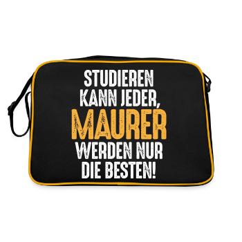 Studieren kann jeder Maurer werden nur die Besten - Retro Tasche - Schwarz/Gold - Hinten
