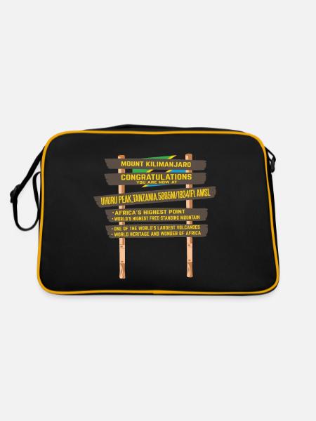 Kilimandjaro - Panneau du pic Uhuru - Sac Retro - noir/or