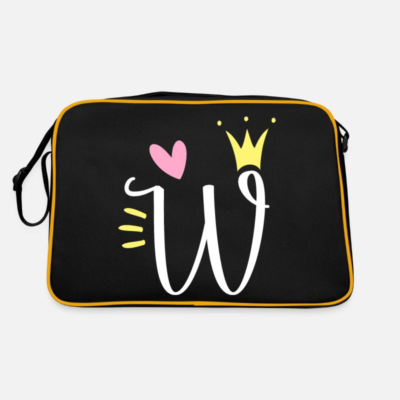 Lettre W Lettre initiale Couronne Sac Retro