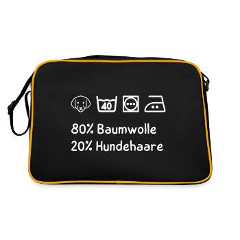 80% Baumwolle, 20% Hundehaare - Waschanleitung - Retro Tasche - Schwarz/Gold - Hinten