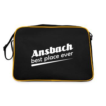 Ansbach - Stadt best place ever - Retro Tasche - Schwarz/Gold - Hinten
