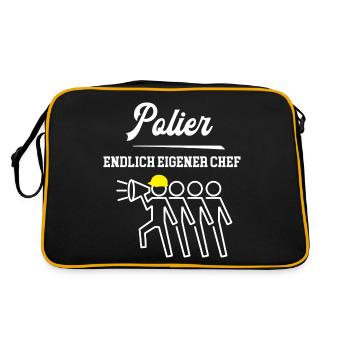 Polier Chef Selbstständigkeit Poliere Bauleiter - Retro Tasche - Schwarz/Gold - Hinten