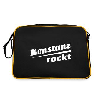 Konstanz rockt - Textdesign mit Stadtnamen - Retro Tasche - Schwarz/Gold - Hinten