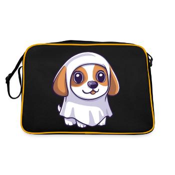 Beagle Hund Halloween Comic Geist - Retro Tasche - Schwarz/Gold - Hinten