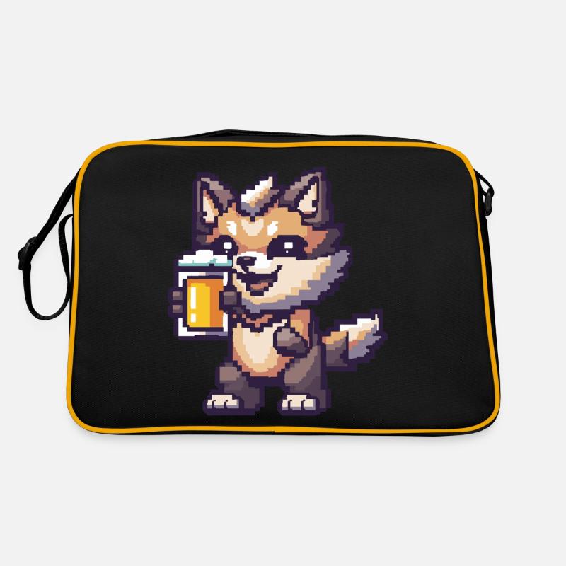 Wolf Pixel Bier Retro Tasche