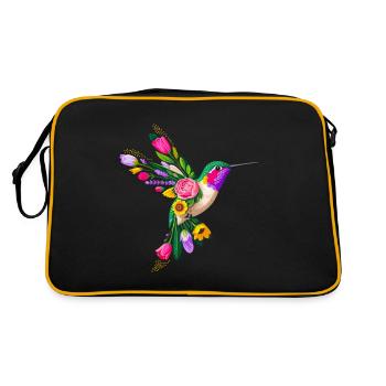 Hummingbird Flowers Graphic - Retro Bag - black/gold - Back