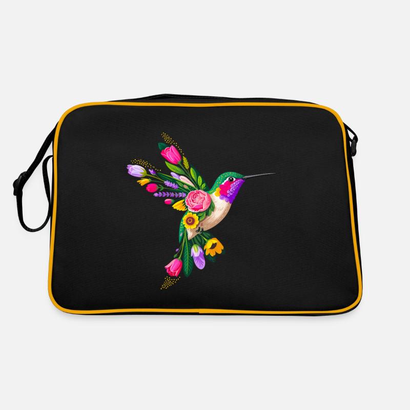 Graphisme Colibri Fleurs Sac Retro