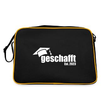 Abschluss geschafft est 2023 - Retro Tasche - Schwarz/Gold - Hinten