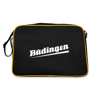 Büdingen - Textdesign mit Stadtnamen - Retro Tasche - Schwarz/Gold - Hinten