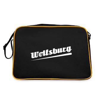Wolfsburg - Textdesign mit Stadtnamen - Retro Tasche - Schwarz/Gold - Hinten