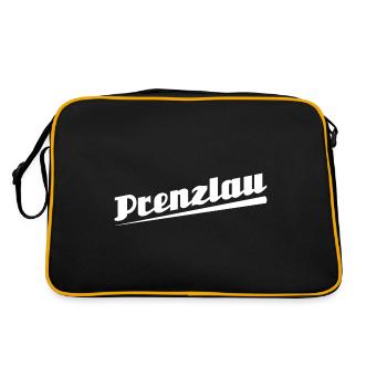 Prenzlau - Textdesign mit Stadtnamen - Retro Tasche - Schwarz/Gold - Hinten